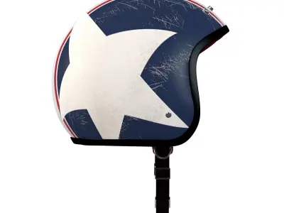 Helmet motorcycle with stars and stripes 3D model