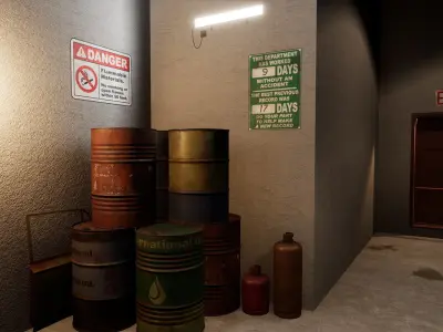 Drums and Jerrycans Low-poly 3D model