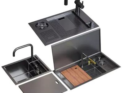 Asras sink set4 Low-poly 3D model