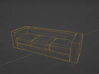 Old Modern Loveseat Sofa - Game-Ready Low-poly 3D model