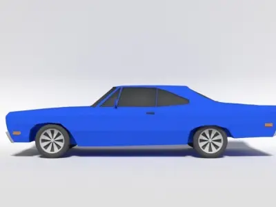 Low Poly Cartoon Plymouth Roadrunner Car Low-poly 3D model