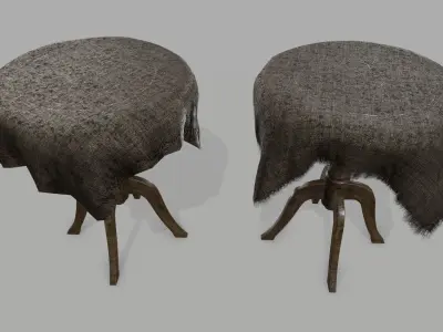 Table stool with cloth Low-poly 3D model