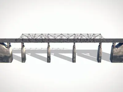 Bridge Metal Truss Railway 01 Hipoly PBR 3D model