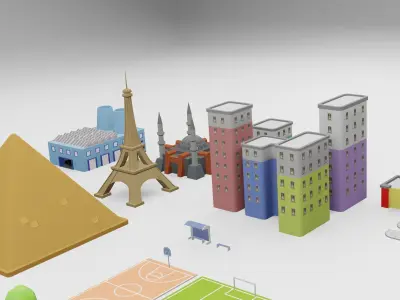 City 3D Models for Hyper Casual Games Free low-poly 3D model