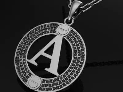 Alphabet Pendant Letters Numbers Bails 3D print model