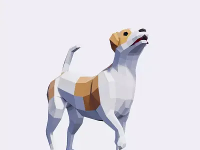 Jack Russell Terrier Dogs Low-poly 3D model
