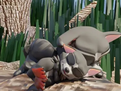 RaccoonToon and Child 3D model