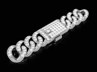Diamond Cuban bracelet 9 3D print model
