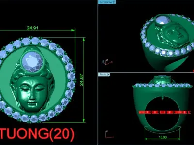 Buddha Shakyamuni Rings 3D print model