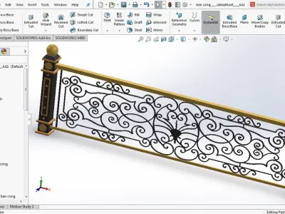 Art iron balcony AA1- 3D model with 2D drawings ready 3D model