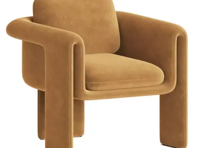 Floria Velvet Armchair 3D model