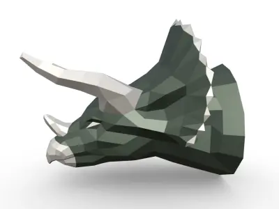Triceratops head low poly 3D print model