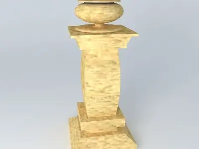 Candlestick wooden pedestal with vase on top Free 3D model