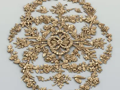 Carved decor central 034 3D model
