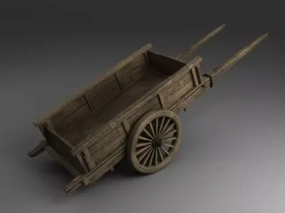 Vintage Wooden Cart Low-poly 3D model