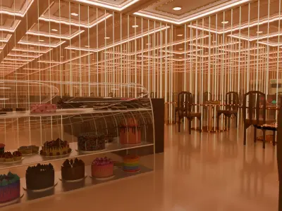 Realistic 3D Bakery Interior Scene 3D model