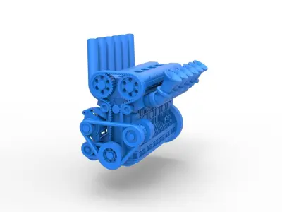 Straight-six engine Scale 1 to 25 3D print model