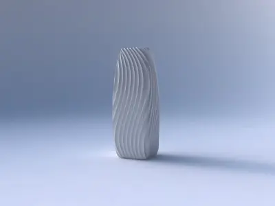 Vase arc rectangle with wavy extruded lines 4 3D print model