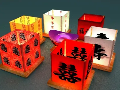 Chinese water lanterns 3D model