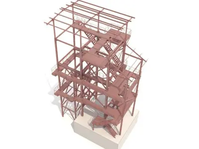 Metal platform with ladders 3D model