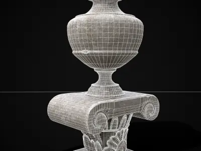 Stone Floral Garden Decoration Stand Low-poly 3D model