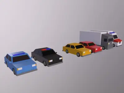 Lowpoly Car Set - Creativity with a Variety of Vehicles Low-poly 3D model