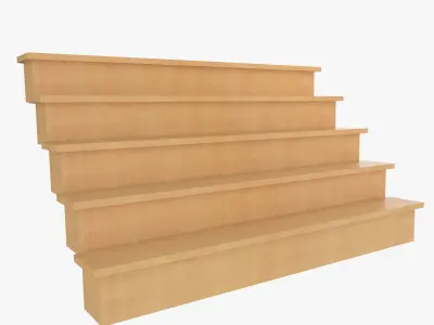 Stairs set of wooden 3D model