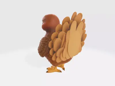 Cute Turkey Holding Heart Turkey Figurine Thanksgiving Fall 3D print model