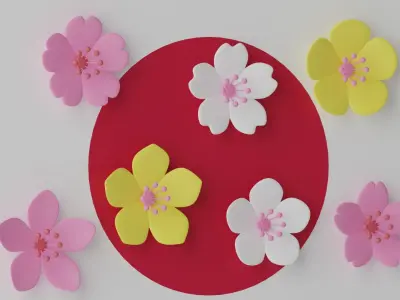 Cartoon Cherry Blossom Flower Sakura 2 3D model