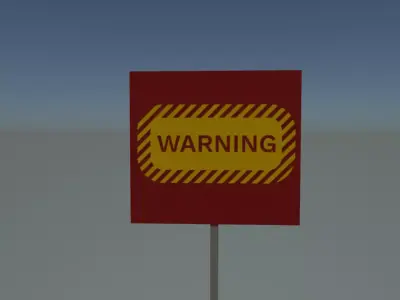 Warning sign Low-poly 3D model