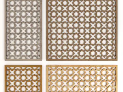  Wood Arabic Islamic pattern decorative grill screen 3D model