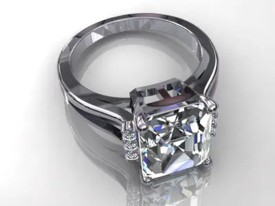 Princess Sid Stone Diamond Ring 3D print model