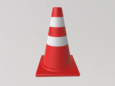 Stylized Low-Poly Triangle Traffic Cone Barrier Low-poly 3D model