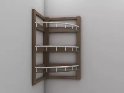 Modern Corner Wall Shelf 3D Model 3 Variants Wood And Glass Low-poly 3D model