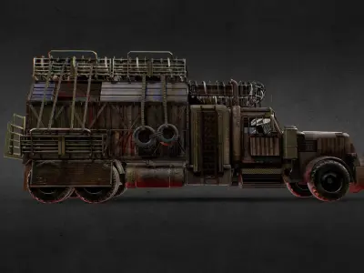 Post apocalypse Truck PBR Low-poly 3D model