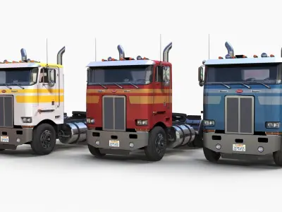 Peterbilt 362 daycab dryvan Low-poly 3D model