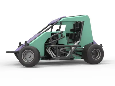 600 Micro sprint car while turning Scale 1 to 25 3D print model