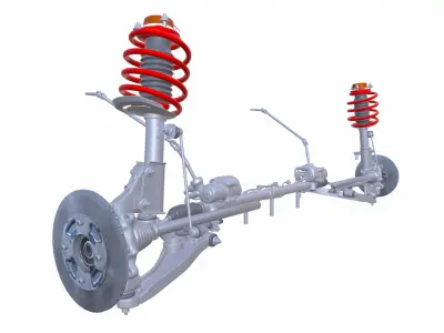 Steering and Suspension Low-poly 3D model