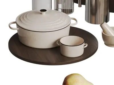 Kitchen Decor Set With Pears 3D model