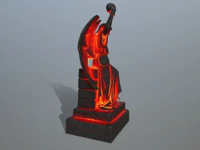 statue 2 with flames Low-poly 3D model