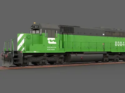 Locomotive EMD SD40-2 Burlington Northern Low-poly 3D model
