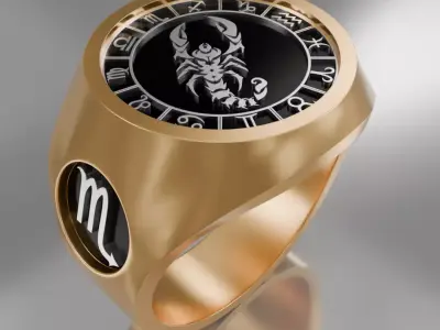 Scorpio zodiak symbol ring 3D model for 3D printing 3D print model