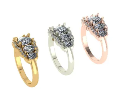 5 Stone Oval diamond ring 3D print model