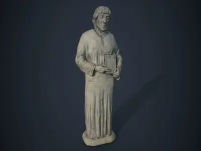 Saint Statue with book Low-poly 3D model