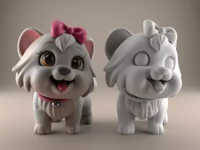 Cute Puppy 3D STL Model for Desk or Table Decoration 3D print model