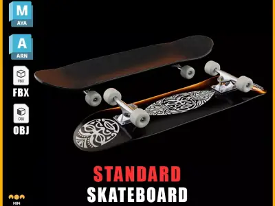 Standard skateboard-2 version two skateboards 3D model