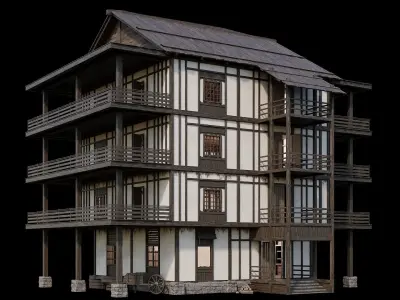 Medieval Village Pack 06 - 3 Assets - 4K Textures Game Ready Low-poly 3D model