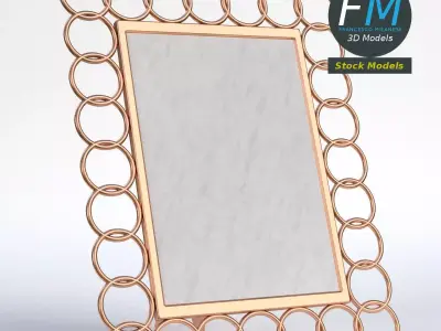 Photo picture frame with copper rings 3D model