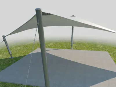 Detailed tensile membrane structure system 3D model