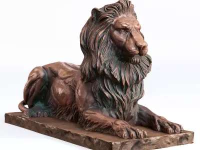 Recumbent Lion Lowpoly PBR Low-poly 3D model